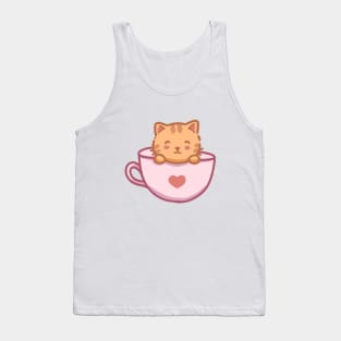 cute orange kitty cat in a cup Tank Top